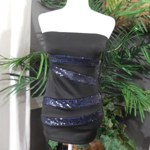 Black w/blue sequin dress